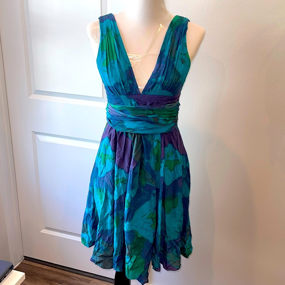 Blue silk dress
